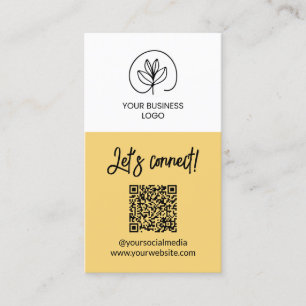 Einseitige weiche gelbe Let's Connect QR-Code Visi Visitenkarte
