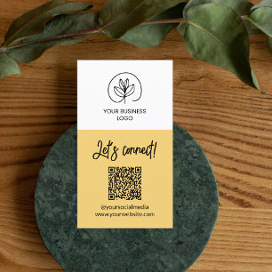 Einseitige weiche gelbe Let's Connect QR-Code Visi Visitenkarte