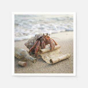 Einsiedlerkrebs liest einen Brief am Strand Serviette