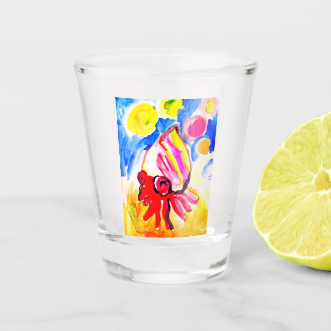 Einsiedlerkrebs-Wasserfarben-Spaß Schnapsglas (Vorderseite)