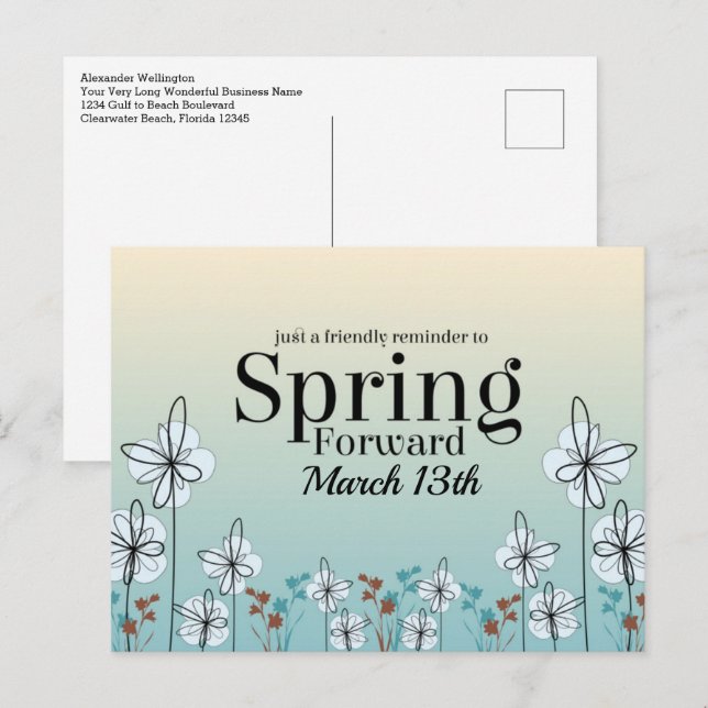 Einsparungen am Tag Frühling im Vorfeld Postkarte (Vorne/Hinten)
