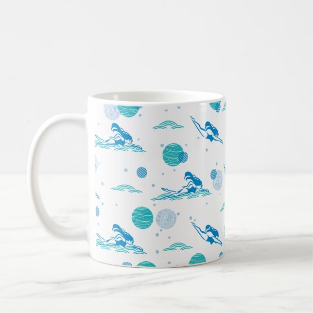 Einspringen und Schwimmen Muster Art Kaffeetasse (Links)