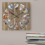 Einst in der 12. Generation wurde das Foto in Form Quadratische Wanduhr<br><div class="desc">Erstellen Sie Ihre eigene Multi-Foto-Uhr, um Ihre Geschichte zu erzählen - die Mitte der Uhr wird mit "Once upon a time" in handgeschriebener Typografie geschrieben. Verwenden Sie die Bildvorlage, um 12 Ihrer bevorzugten Fotos hinzuzufügen, die in herzförmigen Rahmen angezeigt werden. Das Design verwendet porträtierte vertikale Fotos für alle Zahlen außer...</div>
