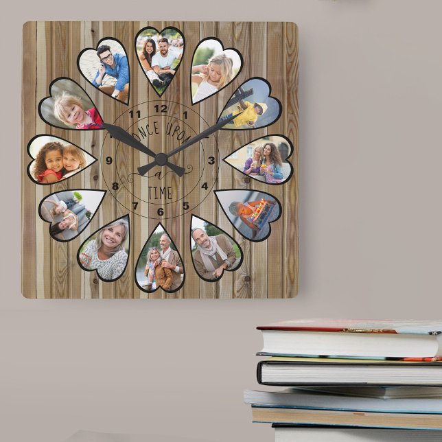 Einst in der 12. Generation wurde das Foto in Form Quadratische Wanduhr (Photo clock with 12 heart shaped photos. Unusual design for your home and a thoughtful photo gift.)