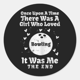 Einst liebte das Mädchen Bowling Girls Kinder ster Runder Aufkleber