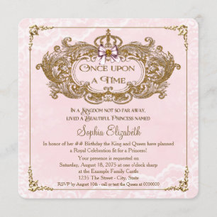 Einst Mädchen-Prinzessin Birthday Party Einladung
