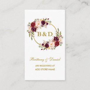 Einsteckkarte für das Hochzeitburgundy-Kranz Begleitkarte