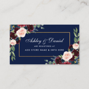 Einsteckkarte für das Hochzeitsamkeitsburgundy Blu Begleitkarte