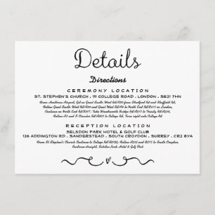 Einsteckkarte für Hochzeitdetails   Modernes Schwa Begleitkarte