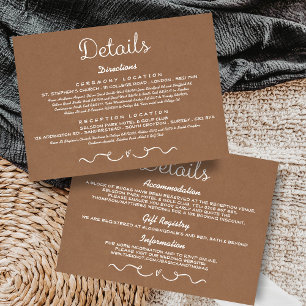 Einsteckkarte für Hochzeitdetails   Rustikale Kraf Begleitkarte
