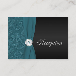 Einsteckkarte für Monogramm, Aquamarin und schwarz Begleitkarte