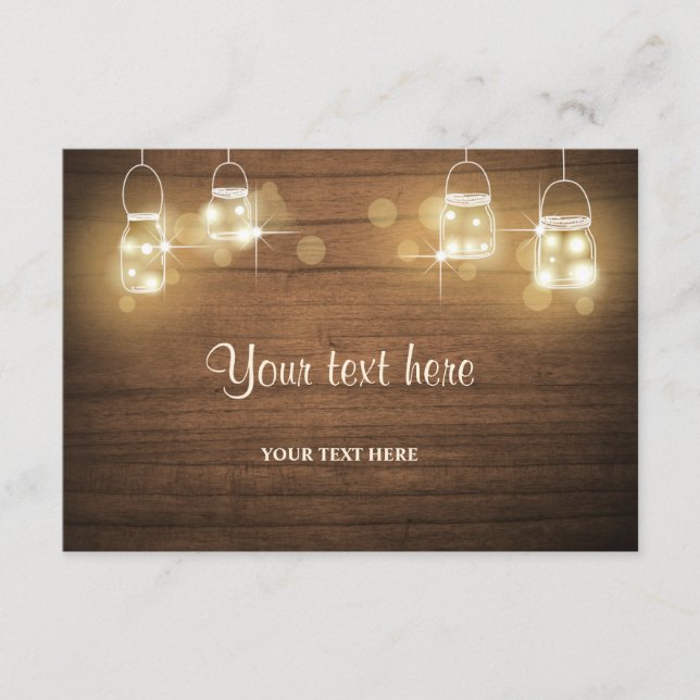 Einsteckkarte Rustikale Holzstrahlleuchten Elegant Begleitkarte (Vorderseite)
