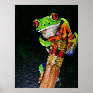 Einstein, der Mit Augen Baum-Frosch, der Kunstdruc Poster