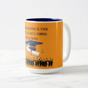 Einsteins Abschlussmotto orange Zweifarbige Tasse