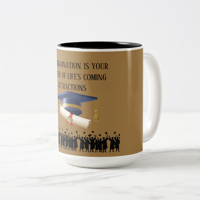 Einstein's graduation motto light brown zweifarbige tasse (VorderseiteRechts)
