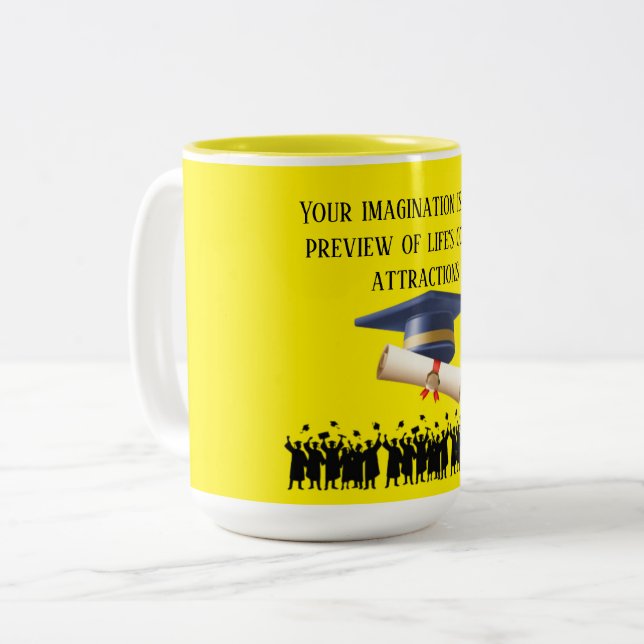 Einstein's graduation motto yellow zweifarbige tasse (Vorderseite Links)
