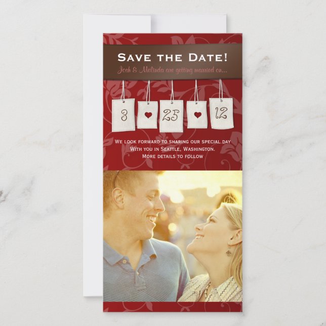 Einstellbare Farbe: DIY Save the Date Foto Cards (Vorderseite)
