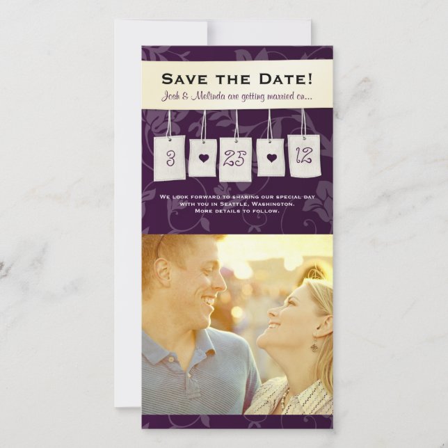 Einstellbare Farbe: DIY Save the Date Foto Cards (Vorderseite)