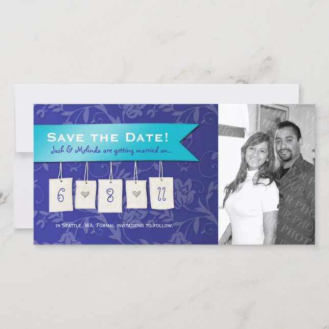 Einstellbare Farbe: DIY Save the Date Foto Cards (Vorderseite)