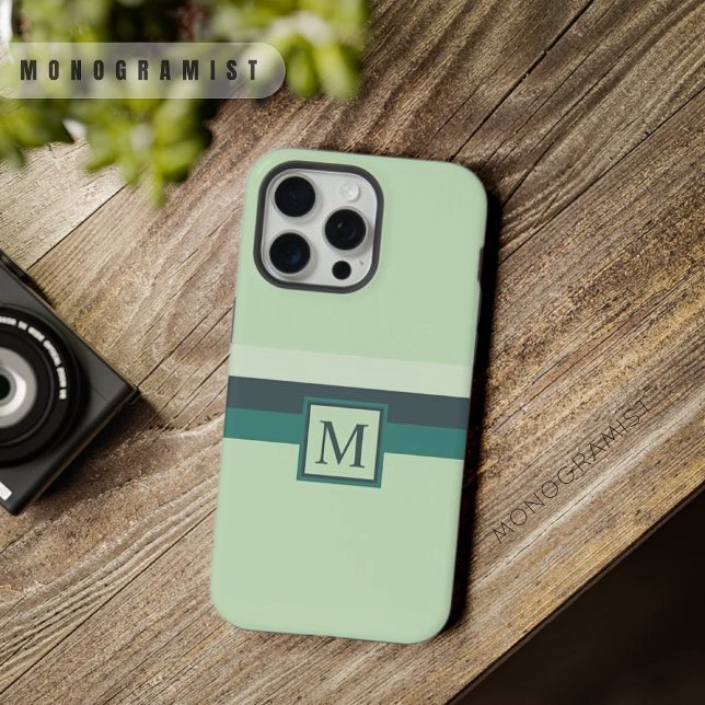 Einstellbare Hell Weich Türkisgrün Farbkombination iPhone Hülle (Customizable Light Soft Teal Green Color Block iPhone Case)