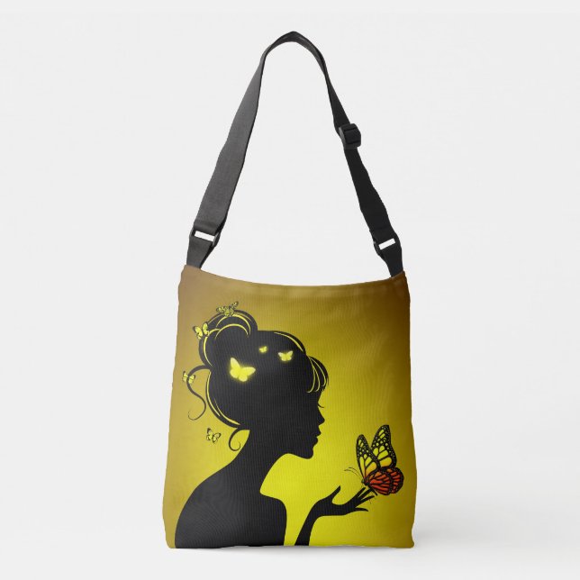 Einstellbarer Beutel Gelbe Schmetterlinge Tragetaschen Mit Langen Trägern (Vorderseite)