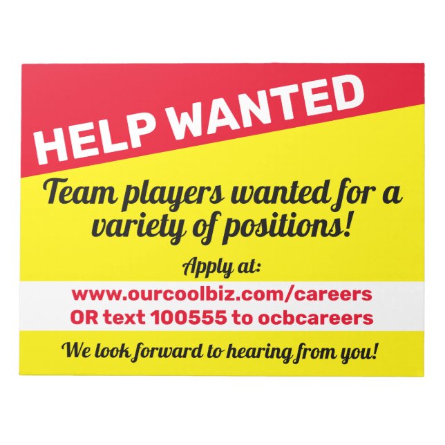 Einstellhilfe gewollt Arbeitgeber-Display Notebook Notizblock (Vorderseite)