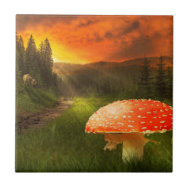 Einstellung der Herbstsonne. Fliese