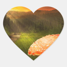 Einstellung der Herbstsonne. Herz-Aufkleber