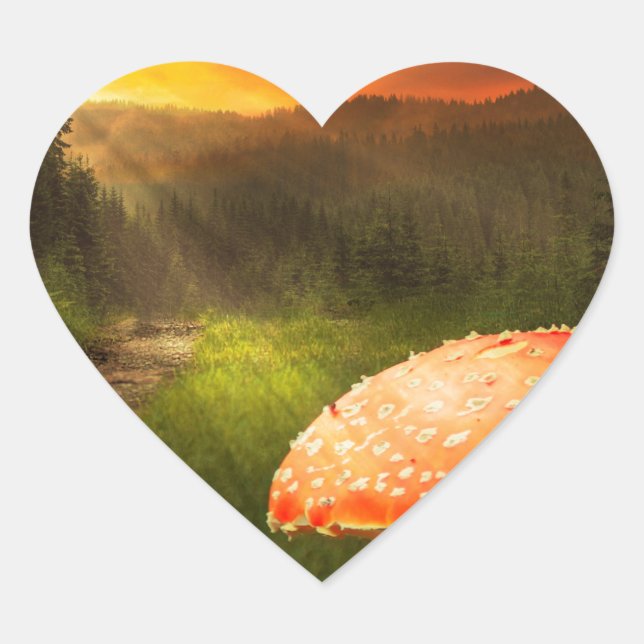 Einstellung der Herbstsonne. Herz-Aufkleber (Vorderseite)