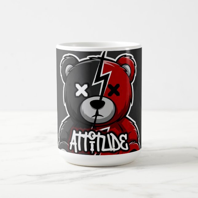Einstellung Split Bär | Blitz X-Augen Teddy Grafik Kaffeetasse (Mittel)
