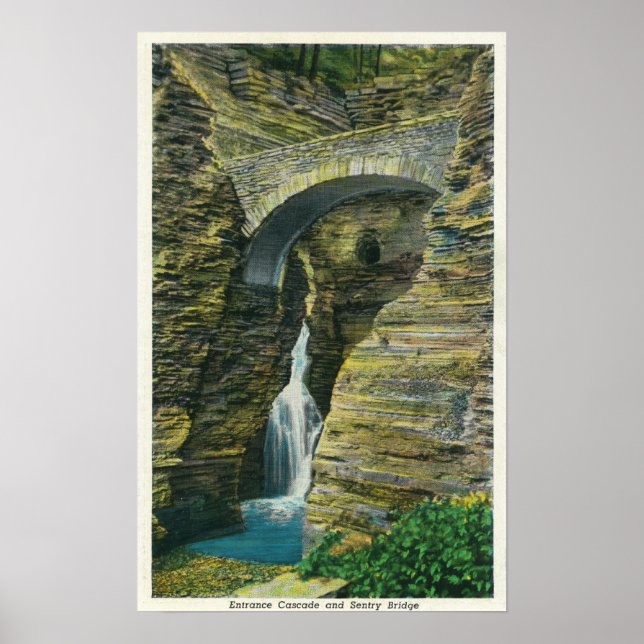 Einstiegskaskade und Sentry Bridge View Poster (Vorne)