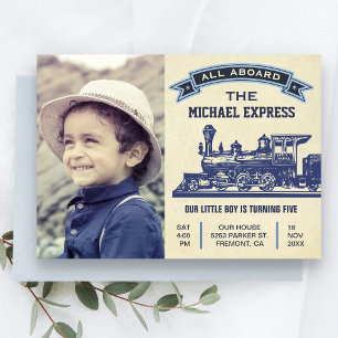 Eintage Retro-Zug-Kinder-Geburtstags-Einladung Einladung