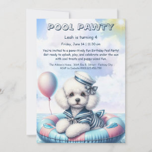 Eintladung zur Geburtstags-Poolparty mit Welpen-Sp Einladung