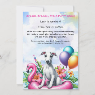 Eintladung zur Geburtstags-Poolparty 'Puppy Splash Einladung