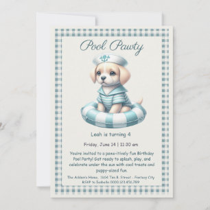 Eintladung zur Geburtstags-Poolparty 'Puppy Splash Einladung