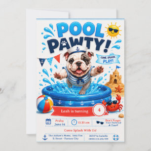Eintladung zur Welpen-Splash-Geburtstagspoolparty Einladung