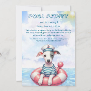 Eintladung zur Welpen-Splash-Geburtstagspoolparty Einladung