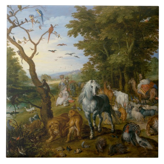 Eintrag der Tiere in die Arche Noah (Brueghel) Fliese (Vorderseite)