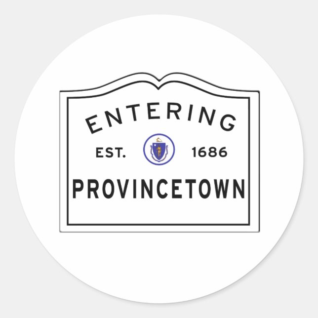 Eintritt in das MA Town-Zeichen von Provincetown Runder Aufkleber (Vorderseite)