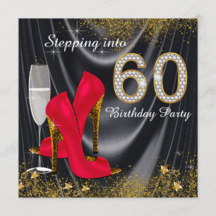Eintritt in die 60. Geburtstagsfeier Glitter Satin Einladung