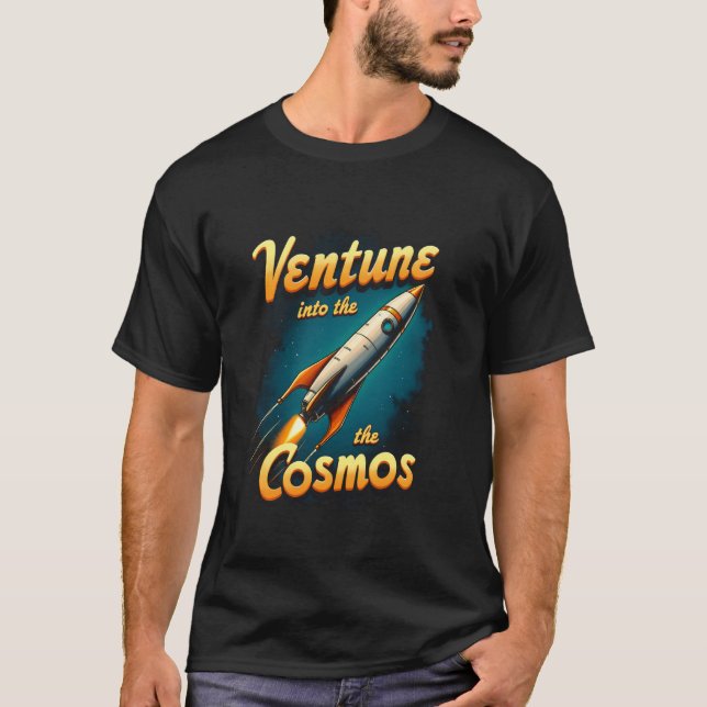 Eintritt in die "Cosmos Rocket- Space Explorer Gra T-Shirt (Vorderseite)