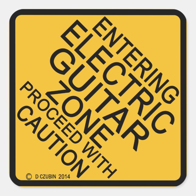 Eintritt in die elektrische Gitarrenzone Quadratischer Aufkleber (Vorderseite)