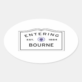 Eintritt in die Stadt Bourne MA Ovaler Aufkleber