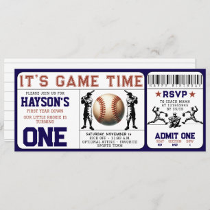 Eintrittskarte für das erste Jahr ab Baseball zum Einladung