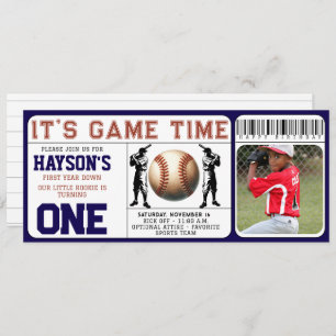 Eintrittskarte für das erste Jahr ab Baseball zum Einladung