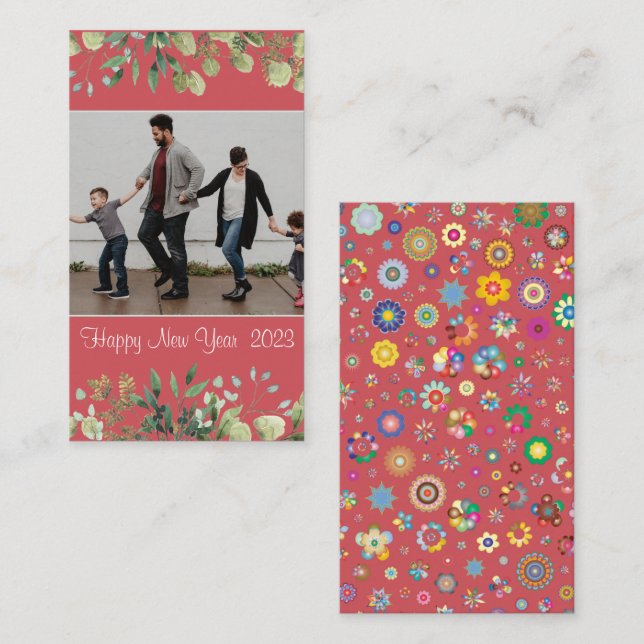 Eintrittskarte für das neue Jahr Begleitkarte (Vorne/Hinten)