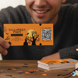 Eintrittskarte für das Schwarz/Orange-Halloween-Pa Einladung