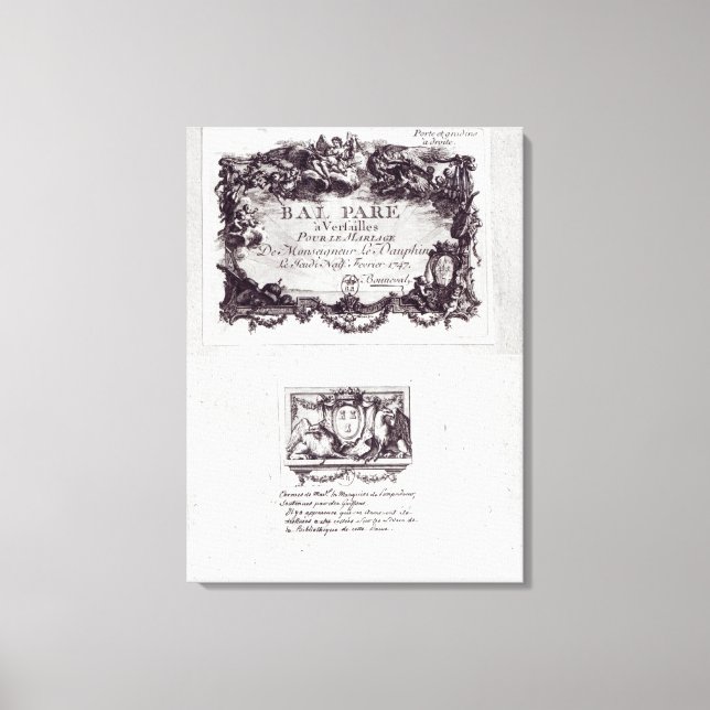 Eintrittskarte für den Ball in Versailles Leinwanddruck (Vorderseite)