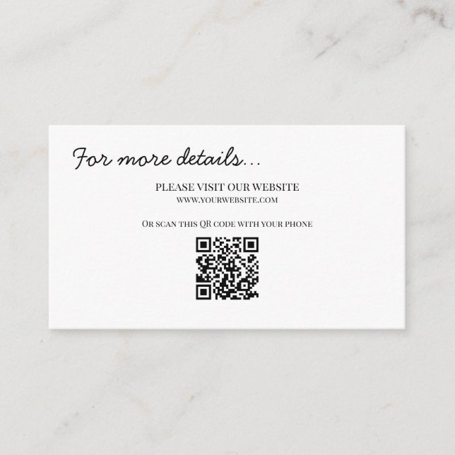 Eintrittskarte für die klassische schicke Hochzeit Begleitkarte (Vorderseite)