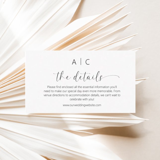 Eintrittskarte für Minimalistische Hochzeitdetails Begleitkarte (Von Creator hochgeladen)